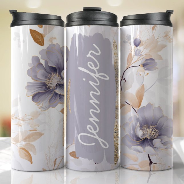 Bouteilles Isothermes Lilac Purple Floral Ajouter un nom Cadeau personna (Floral Personalized Tumbler)