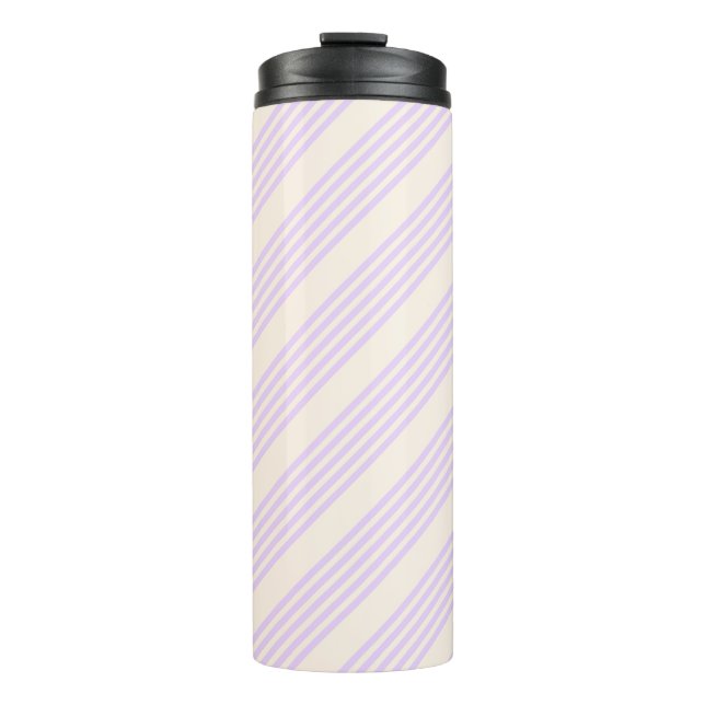 Bouteilles Isothermes Lilac violet et beige cinq bandes motif (Devant)