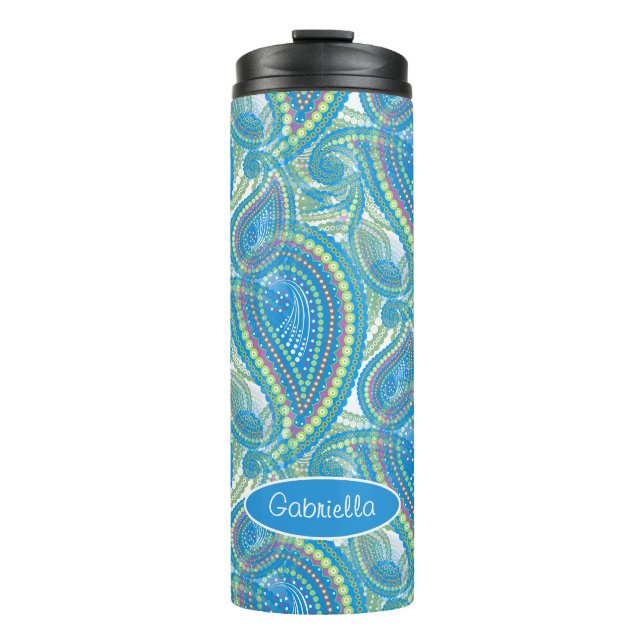 Bouteilles Isothermes Lime Violet Personnalisé Vert Paisley Fleurs Art M (Devant)