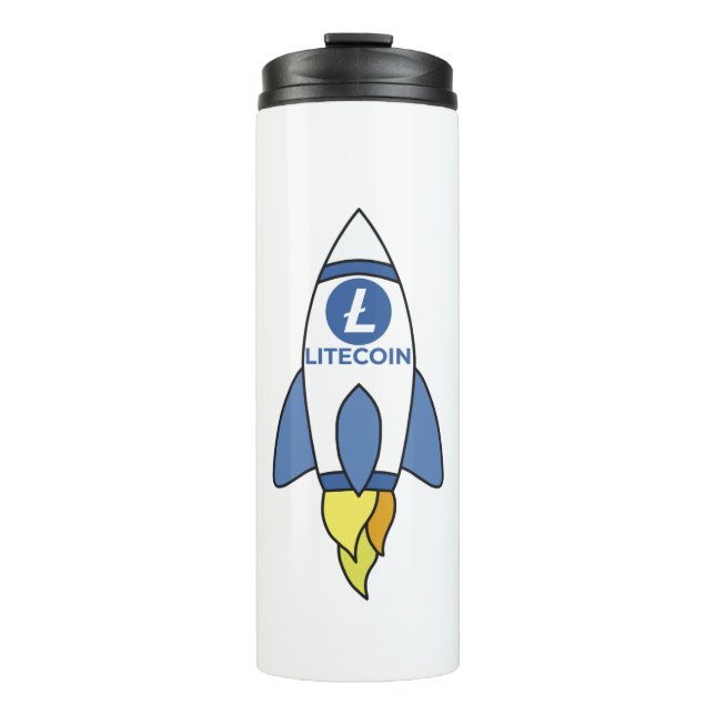 Bouteilles Isothermes Litecoin À La Fusée Lune (Devant)