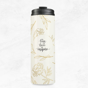 Bouteilles Isothermes Live Love Inspire Gold Floral Thermal Tumbler