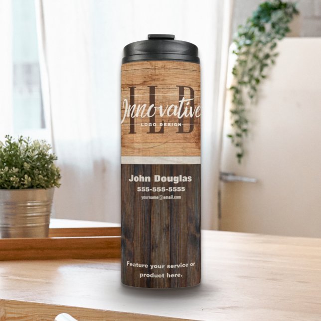 Bouteilles Isothermes Logo de société de ton de bois rustique Tumbler th (Créateur téléchargé)
