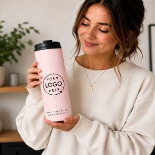 Bouteilles Isothermes Logo d'entreprise Minimaliste Moderne Rose Pâle