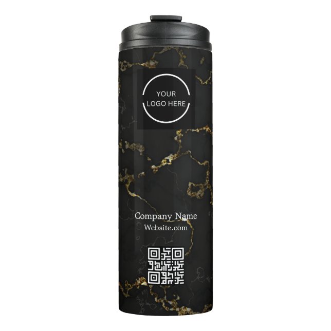Bouteilles Isothermes Logo moderne Black and Gold Company & Code QR (Devant)