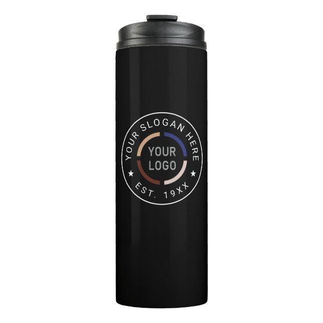 Bouteilles Isothermes Logo promotionnel sur mesure en noir Tumb thermiqu (Devant)