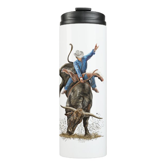 Bouteilles Isothermes Longhorn Bull Rider Rodeo Power Sport Western Art (Devant)