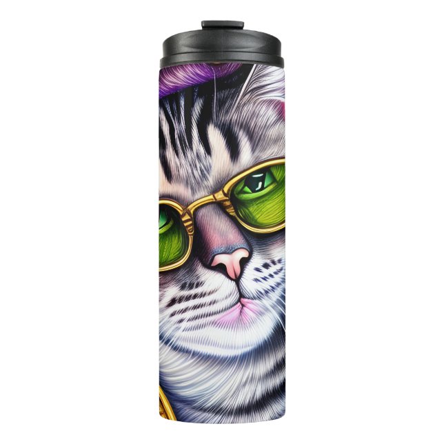 Bouteilles Isothermes Lunettes adorables portant un chat Hipster (Devant)