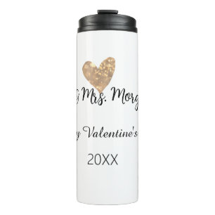 Bouteilles Isothermes M. et Mme nom joyuse Saint-Valentin cœur doré