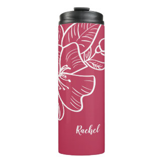Bouteilles Isothermes Magenta et blanc Modèle de monogramme floral