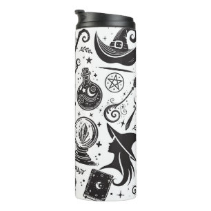 Bouteilles Isothermes Magique Sorcière Whimsical Wiccan Pagan noir & bla