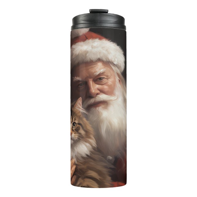Bouteilles Isothermes Maine Coon avec Noël Festif du Père Noël (Devant)