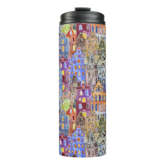 Bouteilles Isothermes Maisons Cityscape, motif urbain sans soudure.