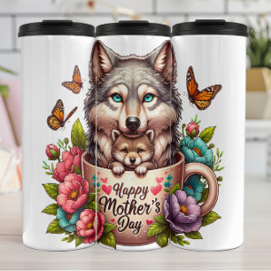 Bouteilles Isothermes Maman du loup : Coupe, Fleurs, Fête des mères