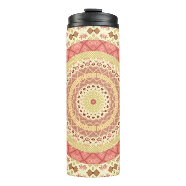 Bouteilles Isothermes Mandala cercle ronde couleur beige pastel (Devant)