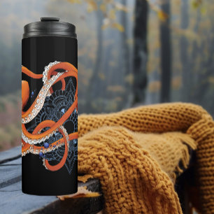 Bouteilles Isothermes Mandala de pieuvre envoûtant orange vif