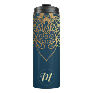 Bouteilles Isothermes Mandala Gold Damask Patte & Monogramme