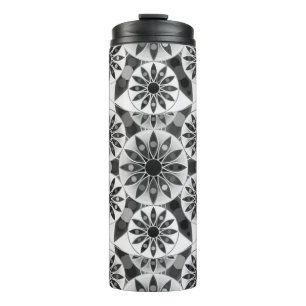 Bouteilles Isothermes Mandala Motif, noir, blanc et gris