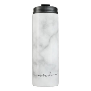 Bouteilles Isothermes Marbre blanc de nom personnalisé de script moderne