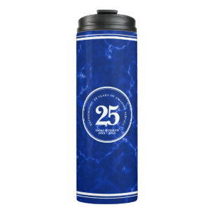 Bouteilles Isothermes Marbre Bleu Élégant 25 Anniversaire Du Travail