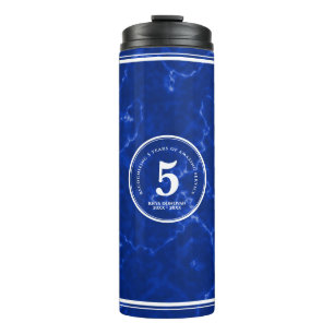 Bouteilles Isothermes Marbre Bleu Élégant 5 ans de travail Anniversaire
