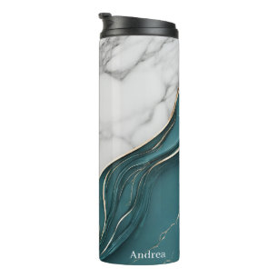 Bouteilles Isothermes Marbre d'or Turquoise personnalisé