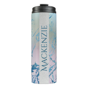 Bouteilles Isothermes Marbre Iridescente   Tendance Faux Holo bleu rose