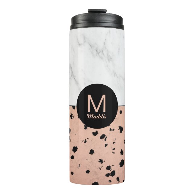 Bouteilles Isothermes Marbre tendance et Motif or Rose avec Monogram (Devant)