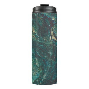 Bouteilles Isothermes Marbre vert foncé : texture luxueuse.