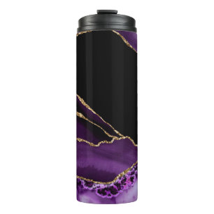 Bouteilles Isothermes Marbre Violet Noir Agate Glamour Sombre Doré
