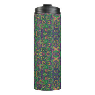Bouteilles Isothermes Mardi Gras vert violet tourbillonne abstrait