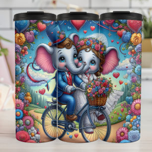 Bouteilles Isothermes Mariage à Vélo de Couple d'Éléphants