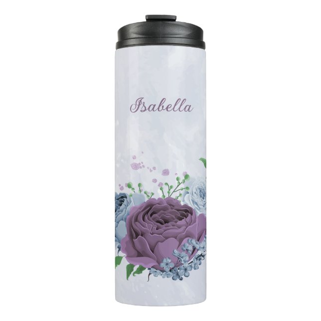 Bouteilles Isothermes Mariage floral bleu pourpre (Devant)