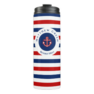 Bouteilles Isothermes Marine marine marine Bleu Rouge Blanc rayures Ancr