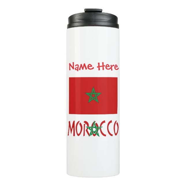 Bouteilles Isothermes Maroc Marocain Drapeau Rouge Personnalisé (Devant)