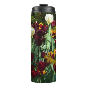 Bouteilles Isothermes Maroon et Tulipes Jaunes Florales colorées