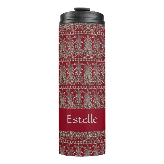 Bouteilles Isothermes Maroon motif décoratif gris victorien (Devant)