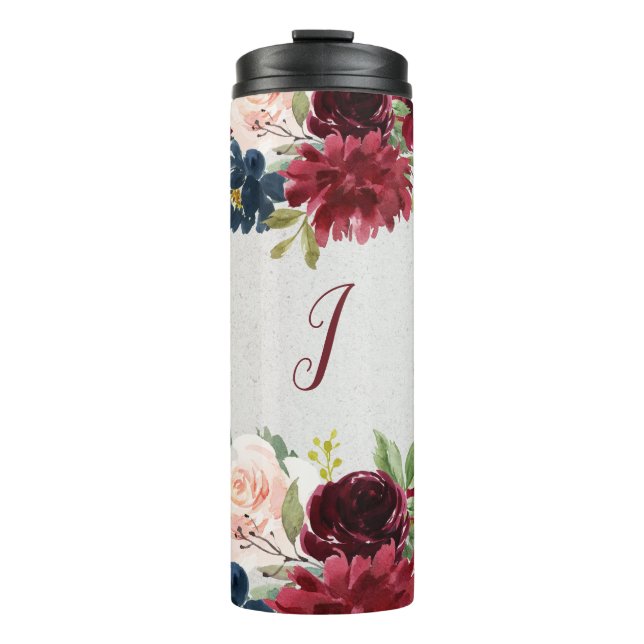 Bouteilles Isothermes Marsala et acier inoxydable personnalisé floral de (Devant)