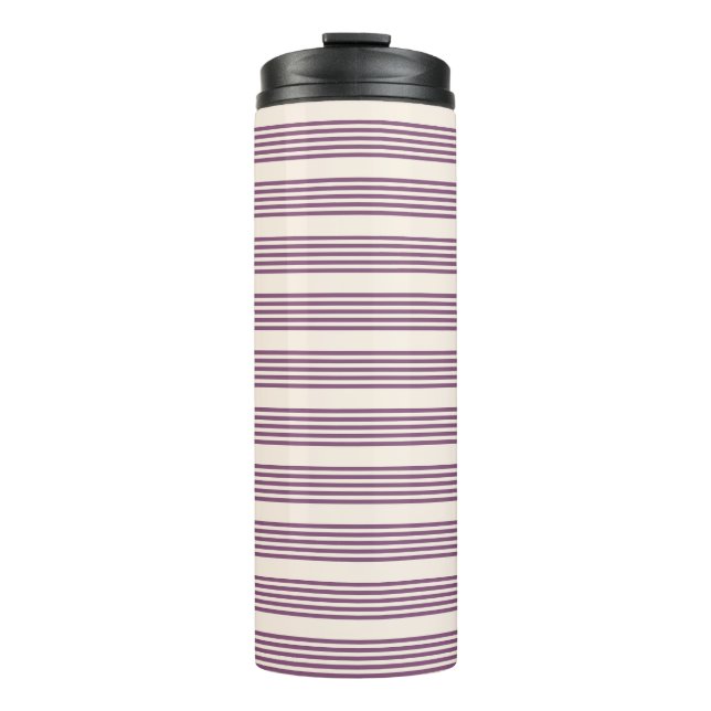 Bouteilles Isothermes Mauve violet beige cinq bandes motif (Devant)