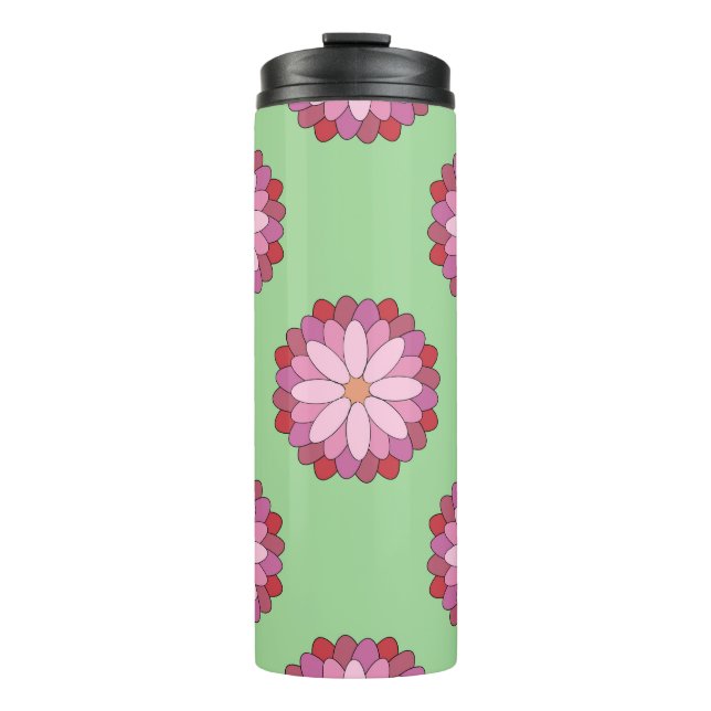 Bouteilles Isothermes Médaillon asiatique rose pastel Floral (Devant)