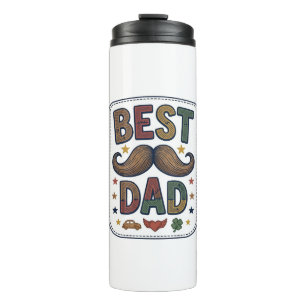 Bouteilles Isothermes Meilleur Papa Moustache Vintage Vecteur Conception