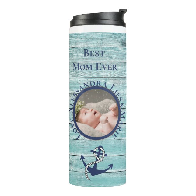 Bouteilles Isothermes Meilleure maman jamais bois Turquoise Nautique Mar (Tourné sur la gauche)