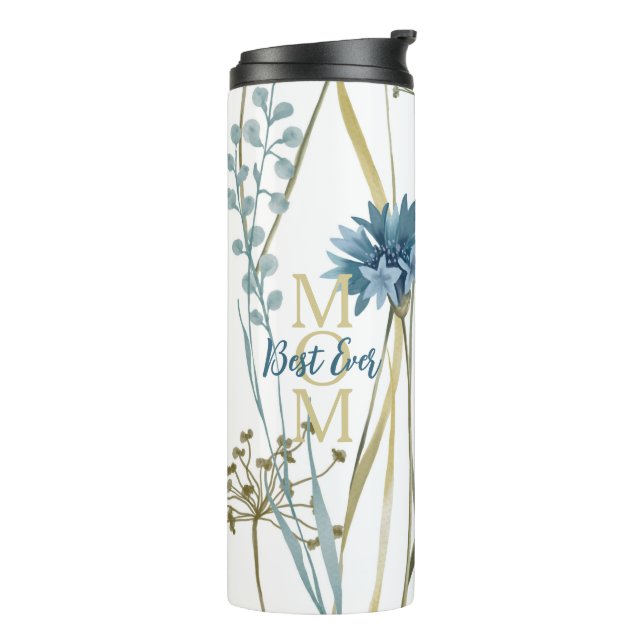 Bouteilles Isothermes Meilleure Maman Jour des Mères Monogramme Floral (Tourné sur la gauche)
