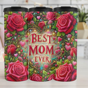 Bouteilles Isothermes Meilleure maman : Roses, Coeurs, Golden Glow