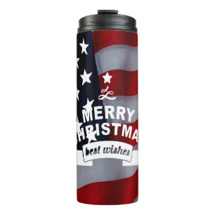 Bouteilles Isothermes Meilleurs voeux Joyeux Noël États-Unis Drapeau Art