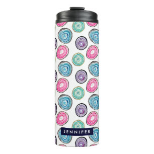 Bouteilles Isothermes Mélange bleu violet rose motif de géométrie person