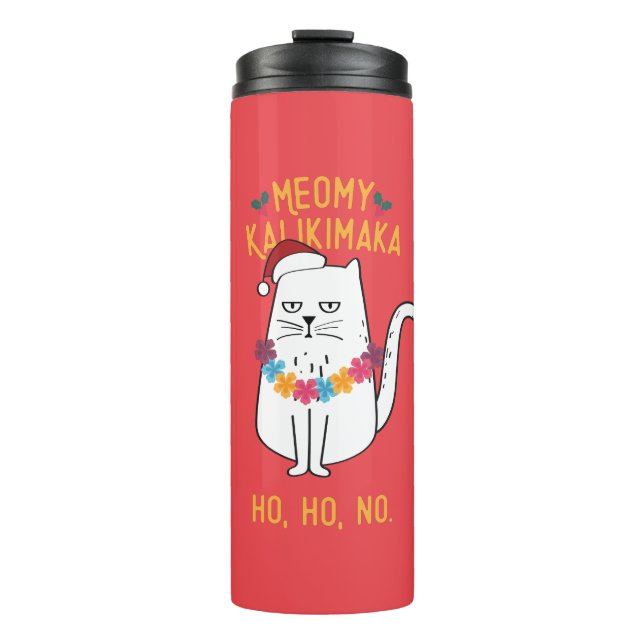 Bouteilles Isothermes Meowy Kalikimaka Funny Chat Santa Hat Noël (Devant)