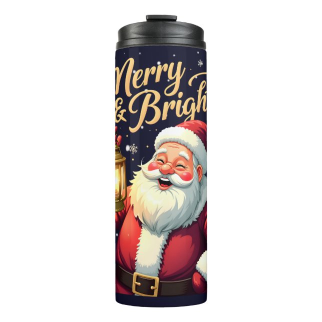 Bouteilles Isothermes Merry Bright Santa Holding Lantern Illustration (Devant)