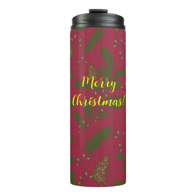 Bouteilles Isothermes Merry Christmas Pinecones & Sprigs Thermal Tumbler (Devant)