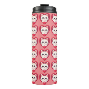 Bouteilles Isothermes Mignon Chat Blanc avec Design Kawaii Kitty Love