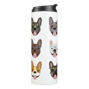 Bouteilles Isothermes Mignons Bulldogs français portant des lunettes